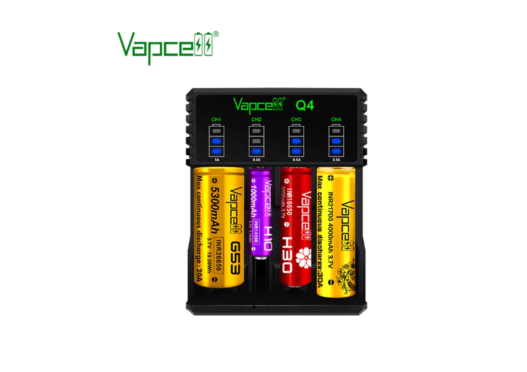 Vapcell | Q4 Smart Battery Charger (4 Bay)