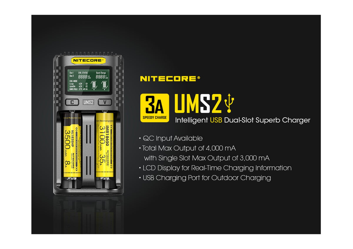 Nitecore | UMS2 3A USB Charger (2 Bay)